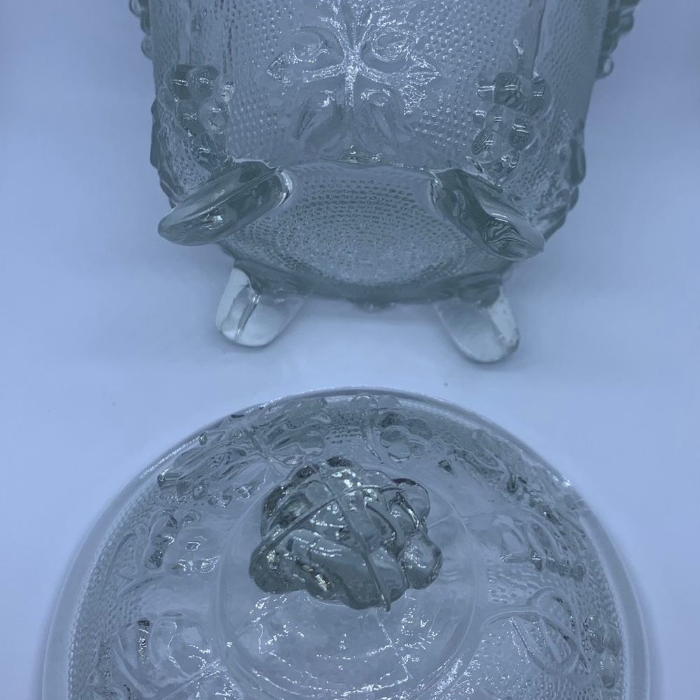 Vintage Jeanette, footed glass candy dish w/lid